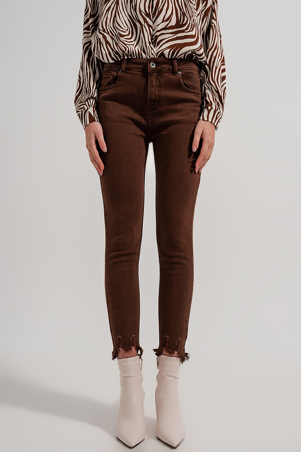 Skinny Jeans w kolorze brązowym